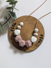 Load image into Gallery viewer, Dusty Rose & Marble: Glow Up teething & breastfeeding necklace