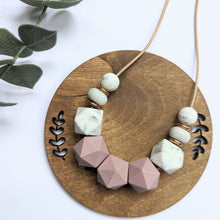 Load image into Gallery viewer, Dusty Rose & Marble: Glow Up teething & breastfeeding necklace