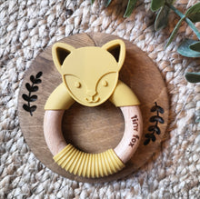 Load image into Gallery viewer, Fox silicone and beech ring teether