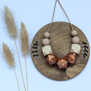 Copper shimmer: Celestial teething & breastfeeding necklace