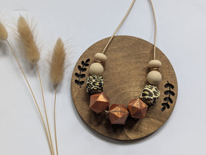 Rose Gold & Copper Leopard: Glow Up teething & breastfeeding necklace