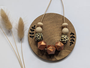 Rose Gold & Copper Leopard: Glow Up teething & breastfeeding necklace