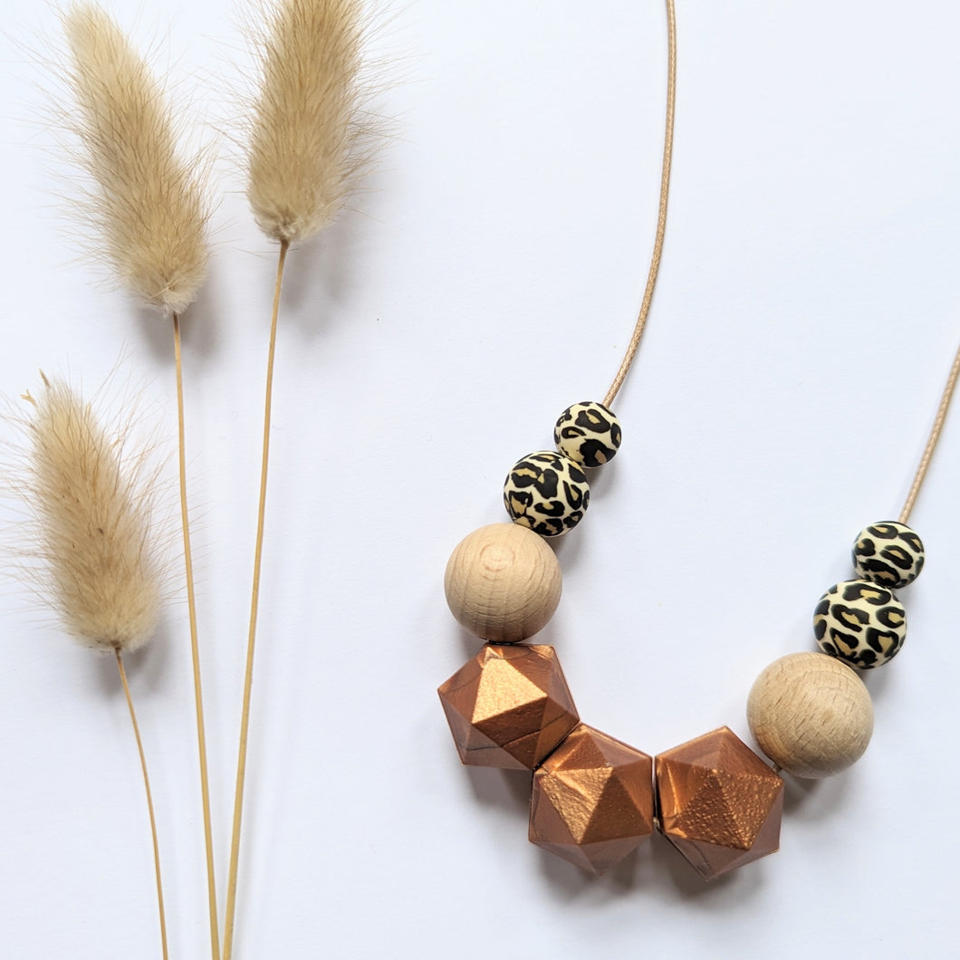 Copper Leopard: teething necklace