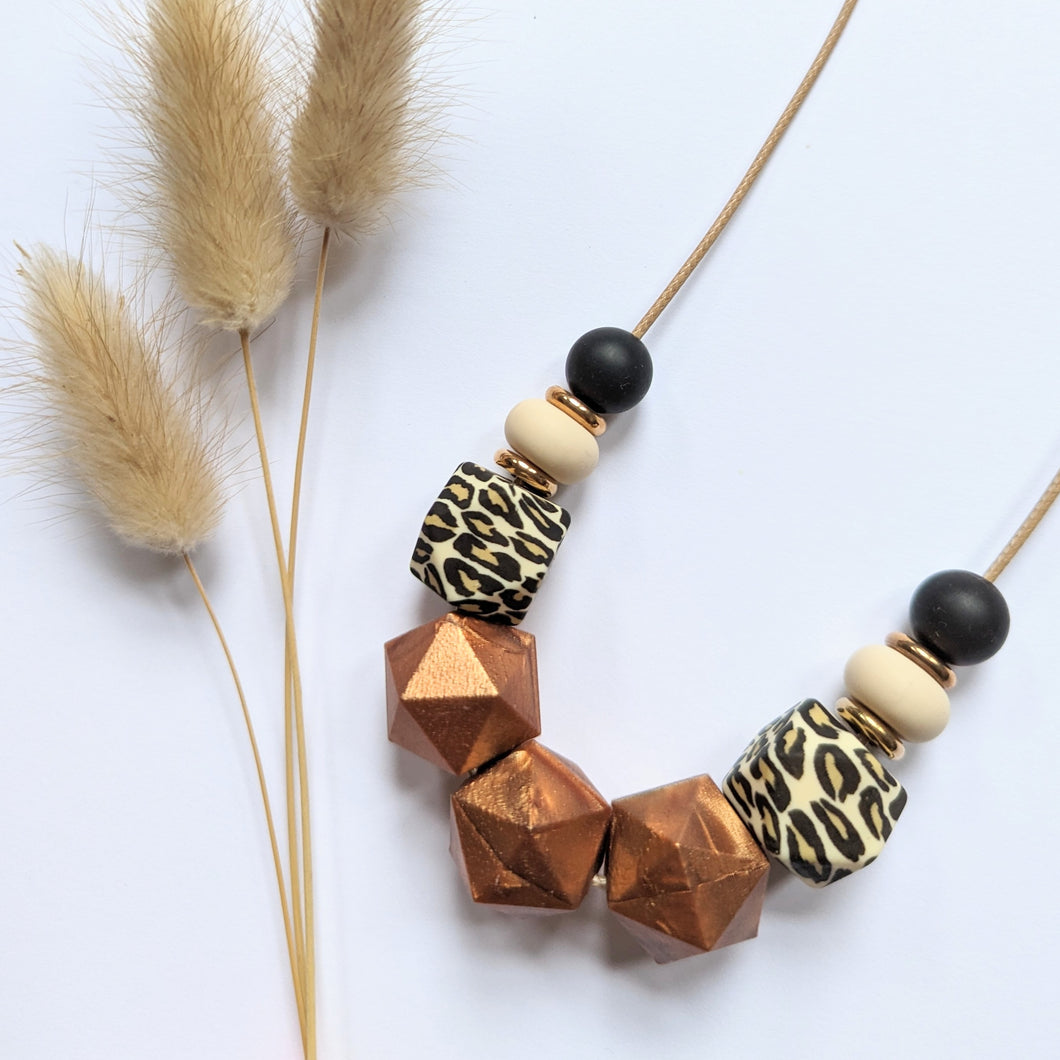 Rose Gold & Copper Leopard: Glow Up teething & breastfeeding necklace