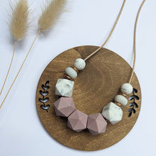 Load image into Gallery viewer, Dusty Rose &amp; Marble: Glow Up teething &amp; breastfeeding necklace
